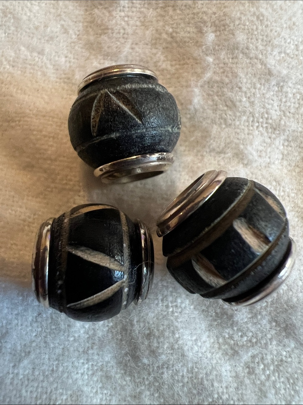 Brighton Black and Silver Carved Bead Charms